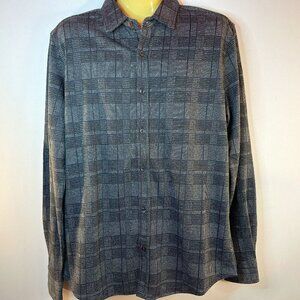 Point Zero Men's Grey Black Comfort Fine Knit Button Up Shirt - Size Small - NWT
